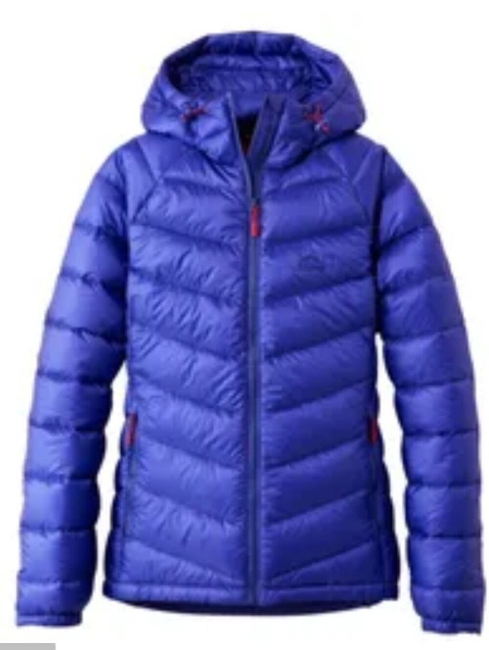 LL Bean Ultralight 850 Down Hooded Jacket in Sapphire Blue sz LARGE Petite